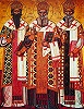 Патриархи Александрийские (слева направо): свт. Кирилл, свт. Афанасий Великий, свт. Иоанн Милостивый. Икона. XVI в. (?)