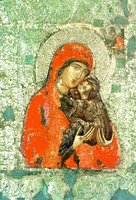 Прав. Анна с младенцем Марией. Икона. XIV в. (СПГИАХМЗ)