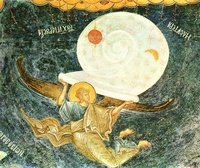 Ангел, свивающий небеса. Роспись кафоликона мон-ря Хора (Кахрие-джами) в К-поле. Ок. 1316-1321 гг.