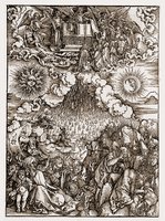 Снятие шестой печати. Гравюра А. Дюрера. 1497-1498 гг. (Кабинет рисунков и гравюр. Уффици, Флоренция)