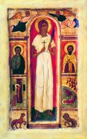 Мц. Бландина, со сценами жития и святыми на полях. Икона. 30-е гг. XXв. (частное собрание)