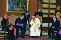 Встреча Иоанна Павла II, папы Римского, с Президентом РФ В. В. Путиным. Фотография. 2000 г.
