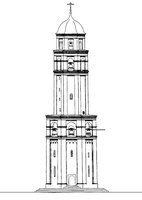 Церковь-колокольня прп. Иоанна Лествичника. 1505–1508 гг. Реконструкция. Чертеж Е. М. Орловой