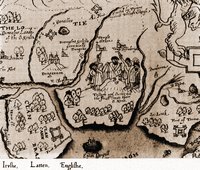 Инаугурация правителя из рода О Нейл. Фрагмент карты Ольстера Р. Бартлетта. 1602 г. (Национальный морской музей, Гринвич)