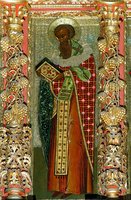 Сщмч. Ипатий Гангрский. Икона из деисусного чина иконостаса Троицкого собора Ипатиевского мон-ря. 1652 г. (КГОИАХМЗ)