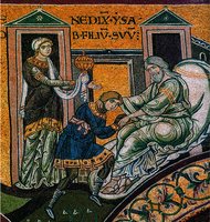 Ревекка подводит Иакова под благословение Исаака. Мозаика Палатинской капеллы в Палермо. 50-е – 60-е гг. XII в.