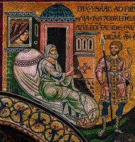 Исаак отправляет Исава на охоту. Мозаика Палатинской капеллы в Палермо. 50-е – 60-е гг. XII в.