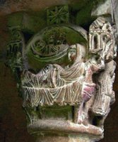 Рождество Христово. Капитель клуатра мон-ря Сан-Пере-де-Гальиганс в Жироне. Ок. 1150 или между 1170 и 1185 гг.