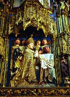 Архиеп. Толедо Альфонсо Каррильо де Акунья. Ретабло капеллы Санта-Ана собора в Бургосе. 1486–1492 гг. Скульптор Хиль де Силоэ