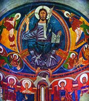 Христос во Славе. Роспись центральной апсиды ц. Сан-Климен в Тауле. 1123 г. (Музей Каталонии)