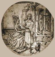 Иосиф и Асенефа. Рисунок. Худож. Хуго ван дер Гус (?). Ок. 1475 г. (Музей Ашмола, Оксфорд)