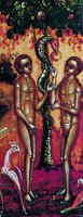 Искушение Адама и Евы. Фрагмент иконы «Символ веры». 1-я четв. XIX в. (МИХМ)