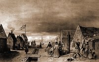 Главная улица в Рейкьявике. Литография из кн.: Gaimard J. P. Voyage en Islande et au Groënland. P., 1835