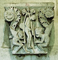 Самоубийство Иуды Искариота. Рельеф капители собора Сен-Лазар в Отёне, Франция. 1125–1135 гг.