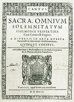 Дж. М. Азола. Священная псалмодия вечерни для всех праздников. Венеция, 1592