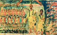 Переход через Чермное море. Роспись синагоги в Дура-Европос. Ок. 250 г. (Национальный музей, Дамаск)