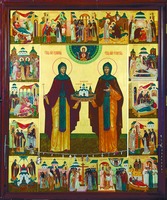 Преподобные Иулиания и Евпраксия, в житии. Икона. 2007 г. (собор Рождества Пресв. Богородицы в московском Зачатьевском мон-ре)
