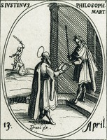Иустин Философ вручает «Апологию» императору. Гравюра Жака Калло. Ок. 1630 г. (Кабинет эстампов, Национальная библиотека, Париж)