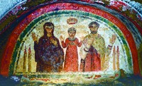 Феотекн, Иларита и Нонноза. Роспись катакомб Сан-Дженнаро в Неаполе. VI в.
