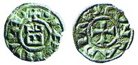 Монета Генуи. Аверс, реверс. 1139–1252 гг.
