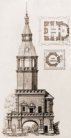 Церковь свт. Алексия, митр. Московского, в Подкопаеве. Рис. фасада, планы церкви и колокольни по М. Т. Преображенскому