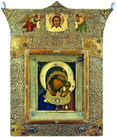 Казанская икона Божией Матери в киоте. 1908–1917 гг. (ЦМиАР)