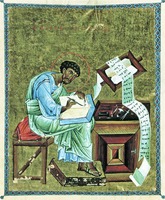 Евангелист Лука. Миниатюра из Евангелия. Посл. четв. XI в. (Paris. gr. 189)