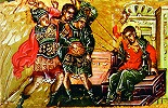 Мученичество Димитрия Солунского. Клеймо иконы \"Вмч. Димитрий Солунский, с житием\". 3-я четв. XVI в.