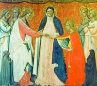 Мистическое обручение св. Екатерины Сиенской. 1421 г. (?) Худож. Дж. делль Понте (Музей изобразительных искусств, Будапешт)