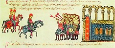Провозглашение Никифора Фоки императором (?) в Кесарии Каппадокийской. Миниатюра из Хроники Иоанна Скилицы. XII в. (Matrit. gr. 2 Fol. 145)