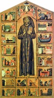 Франциск Ассизский, с житием. 1250 г. (капелла Барди, ц. Санта Кроче, Флоренция)