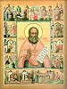 Прав. Алексий Мечёв, с житием. Икона. 2000 г. Иконописец И. В. Ватагина (ц. свт. Николая Чудотворца в Клёниках, Москва)