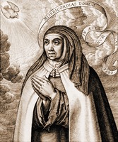 Католич. св. Тереза Авильская. Гравюра с прижизненного изображения. 1618 г.