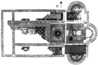 План базилики св. Леонида в с. Клафси со схемой расположения напольных мозаик. Кон. V в.