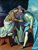 Примирение имп. Карла V и франц. кор. Франциска I папой Римским Павлом III. 1687 г. Худож. С. Риччи (Городской музей, Пьяченца)
