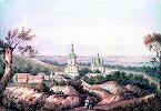 Кирилловский мон-рь. Акварель. 1843 г. Солнцев Ф. Г. Альбом «Собрание видов Киева и его окрестностей 1843» (НТБ НДТБВ)