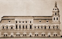Вид (с юж. стороны) Старого (Мазепиного) корпуса в сер. XVIII в. Гравюра из кн.: Ифика иерополитика. 1760