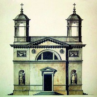 Церковь в честь Вознесения в Федоровском Посаде. Фасад. Чертеж Дж. Кваренги (Бергамо, Италия)