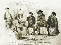 Квакер-миссионер Теофил Вальдмайер в Сирии. Рис. Т. Вальдмайера. 1876 г.