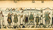 Архиеп. Стиганд на коронации Гарольда II. Гобелен из Байё. Кон. XI в. (музей Байё, Франция)