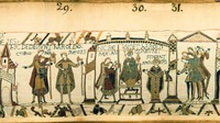 Архиеп. Стиганд на коронации Гарольда II. Гобелен из Байё. Кон. XI в. (музей Байё, Франция)