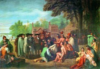 Квакер Уильям Пенн обсуждает договор с индейцами Пенсильвании. Худож. Б. Вест. 1771–1772 гг. (Пенсильванская Академия изящных искусств в Филадельфии)