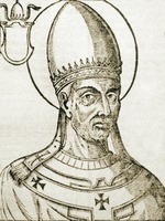 Келестин I, папа Римский. Гравюра. 1600 г. (Sacchi. Vitis pontificum. 1626) (РГБ)