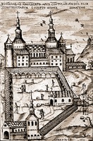 Церковь в аббатстве Центула (Сен-Рикье), построенная Ангильбертом. Кон. VIII — нач. IX в. Гравюра. 1673 г.