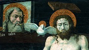 Filioque. Сер. XV в. Фрагмент алтаря «Св. Троица со св. Агриколой и заказчиком» из Булбона, Франция. Неизвестный художник (Лувр, Париж)