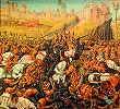 Битва при Инабе. Миниатюра из рукописи: Mamerot S. Les Passages fais oultre mer... contre les Turcqs et autres Sarrazins... 1474–1475 гг. (Paris. Fr. 5594. Fol. 153v)