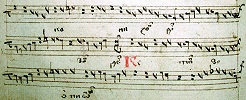 Фрагмент ранней киевской нотации из западноукр. Ирмологиона. Нач. XVII в. (Ин-т лит-ры им. Т. Г. Шевченко. Фонд И. Франко. № 4779. Л. 243 об.)