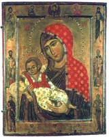 Божия Матерь с Младенцем, со святыми на полях. Часть диптиха. Ок. 1280 г. (мон-рь вмц. Екатерины на Синае)