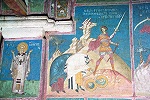Сщмч. Киприан. Мученическая кончина сщмч. Киприана и мц. Иустины. Роспись кафоликона в честь Вознесения мон-ря Дечаны. Ок. 1350 г.
