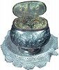 Серебряный мощевик с частицами честных глав сщмч. Киприана и мц. Иустины. 1805 г. (ц. сщмч. Киприана в Менико, Кипр)